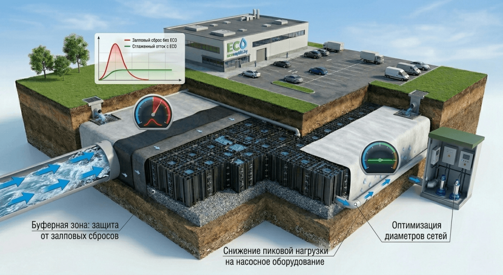 Модульная система ECO - снижение нагрузки на приемную канализацию